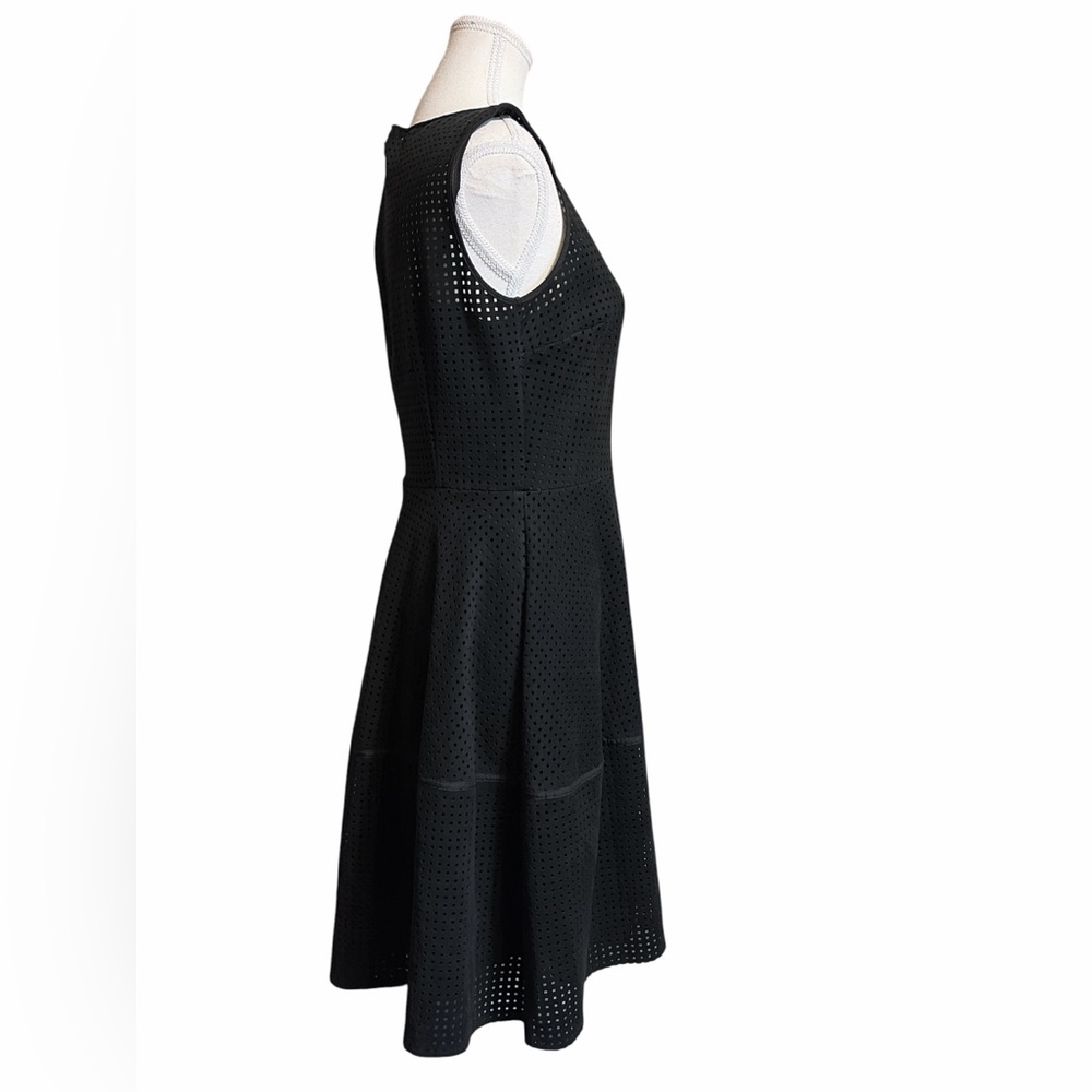 Tommy Hilfiger Deep Navy Blue Sleeveless A-Line Perforated Dress - Picture 3 of 6